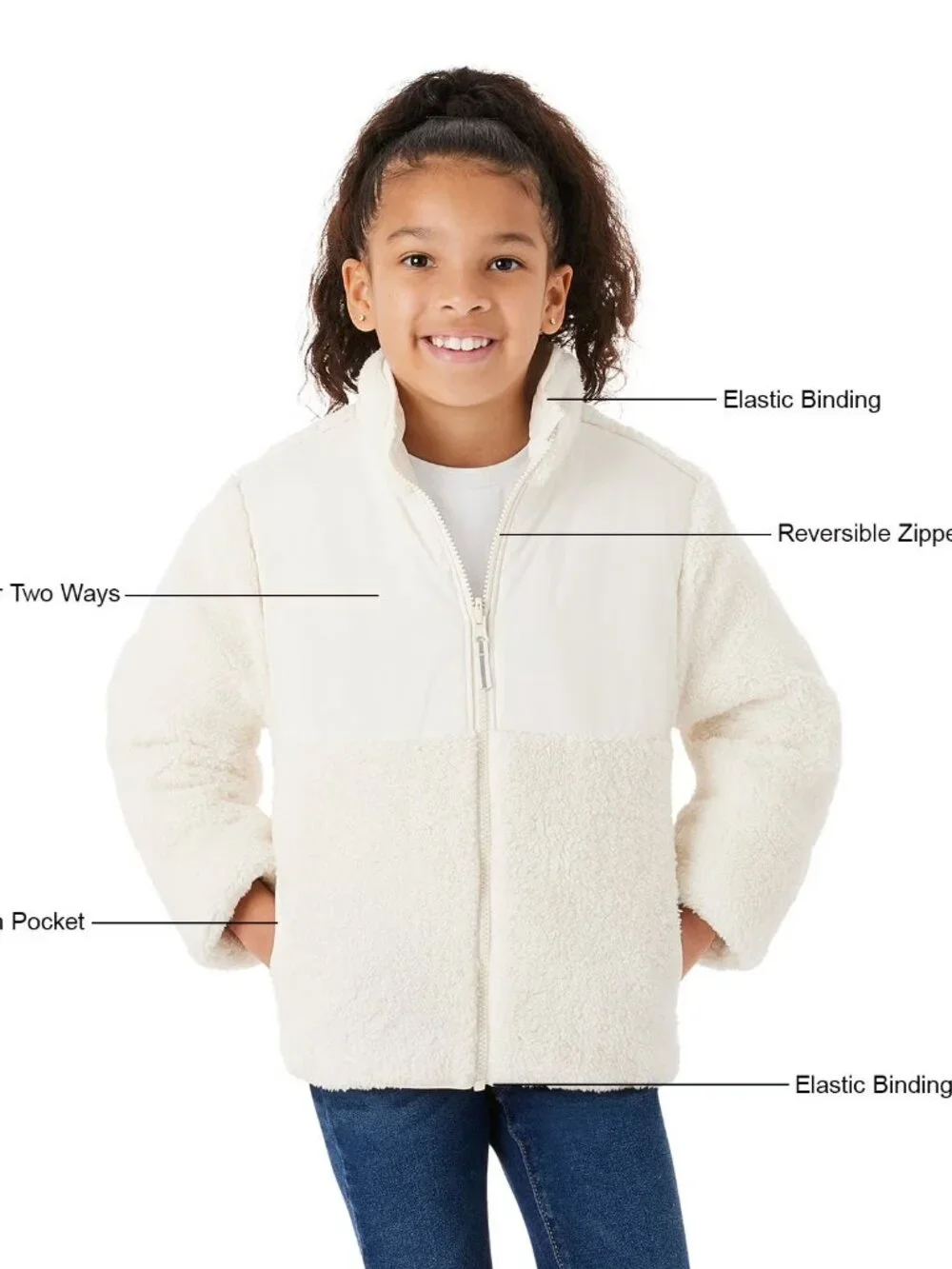 NEW Member's Mark Girls Reversible Fleece Jacket XL 14/16